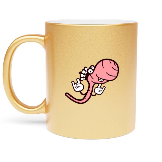 Cute Cool Worm Crown King Party Animal Fun Monster Metallic Mugs
