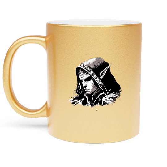 Dark Elf Archmage Illustration Metallic Mugs