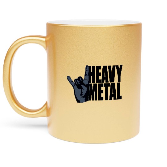 Heavy Metal Fun Hard Rock Music Horns Hand Gesture Metallic Mugs