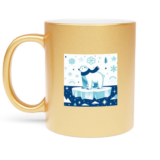 Polar Bear in Winter Wonderland Metallic Mugs