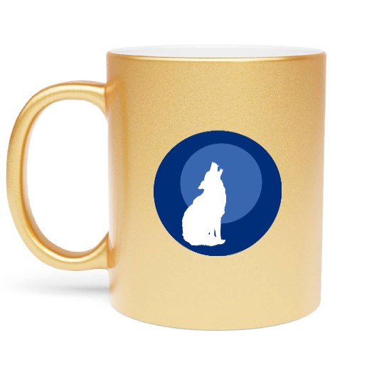 Wolf Moon Nature Vector Metallic Mugs