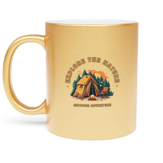 camping, nature, forest, camping trip, adventure, Metallic Mugs