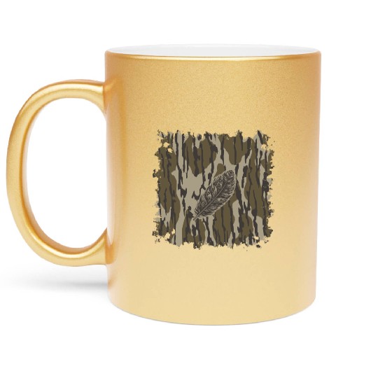Turkey Feather Bottomland Camo Forest Camouflage Metallic Mugs