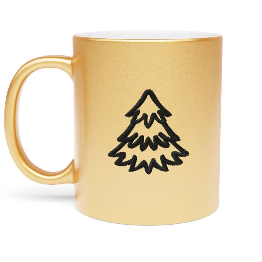 Christmas tree embroidered Metallic Mugs