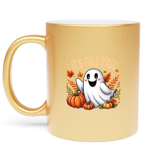 Retro It s Fall Y all Pumpkin Spice Latte Metallic Mugs