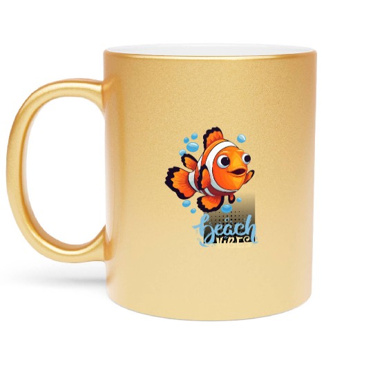 Cream Blue Green Modern Skeleton Beach Metallic Mugs