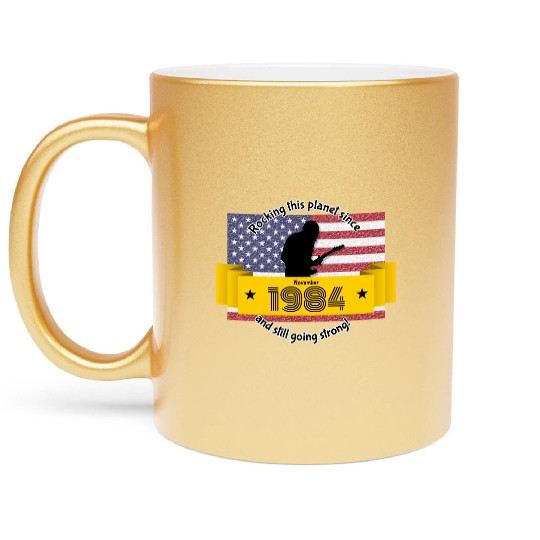 40th birthday Rocking this planet since 11/1984 Metallic Mugs
