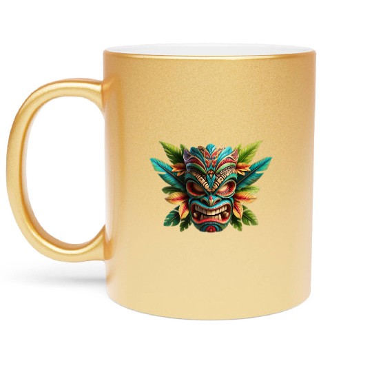 Tropical Tiki Warrior Metallic Mugs