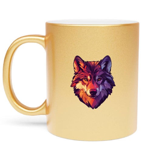 Floral Wolf Vintage Flowers Wolf Face for Wolves Metallic Mugs