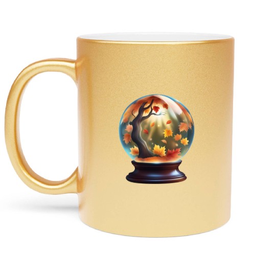 Autumn crystal ball. Metallic Mugs