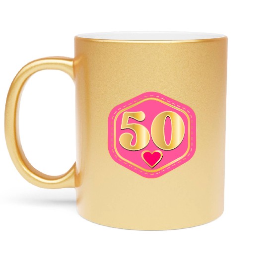 50th Anniversary - Heart Number Metallic Mugs