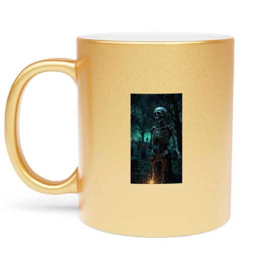 Rising Skeleton in the Graveyard Metallic Mugs