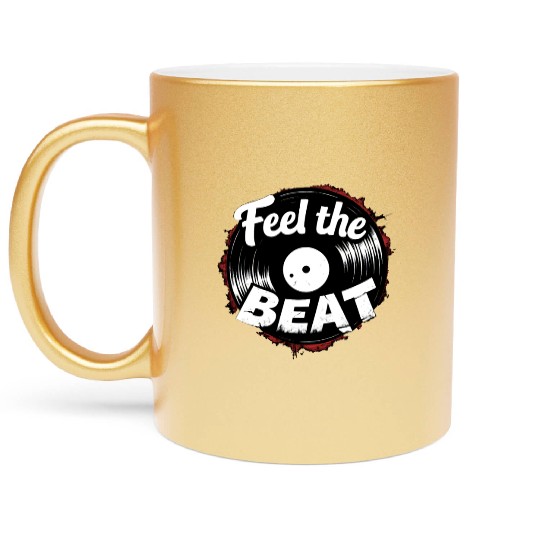Classic Vinyl 'Feel The Beat' Metallic Mugs