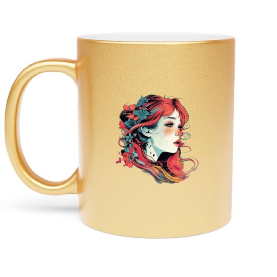 Cute flowers girl for eye catching style Metallic Mugs