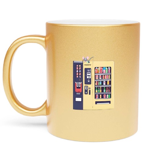 Japanese vending machine with little friend. Metallic Mugs