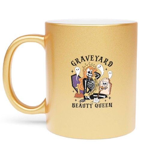 Graveyard Beauty Queen: Spooky & Funny Halloween Metallic Mugs