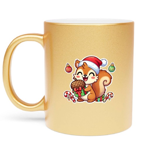Nutty Christmas Squirrel Metallic Mugs