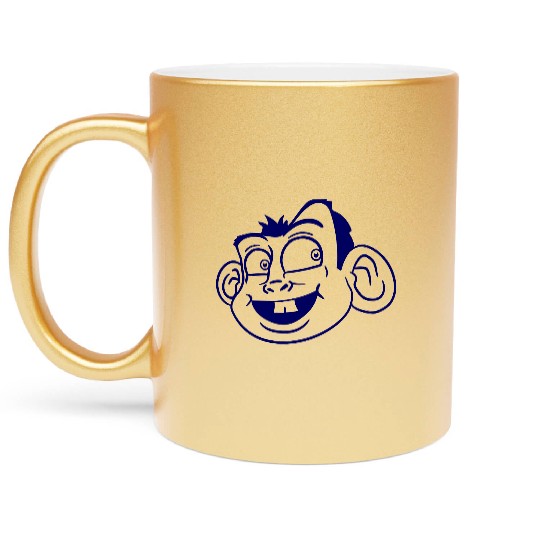 Monkey Face Sweet Cute Little Head Laughs Happy Metallic Mugs