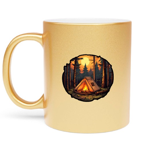 Tents Forest Nature Camping Metallic Mugs
