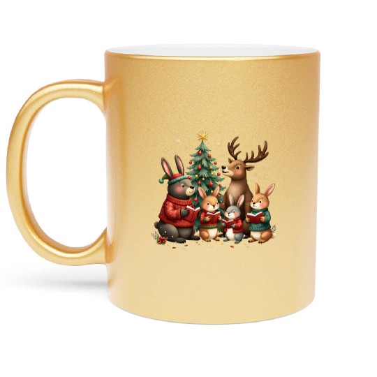 Woodland Animals Christmas Metallic Mugs