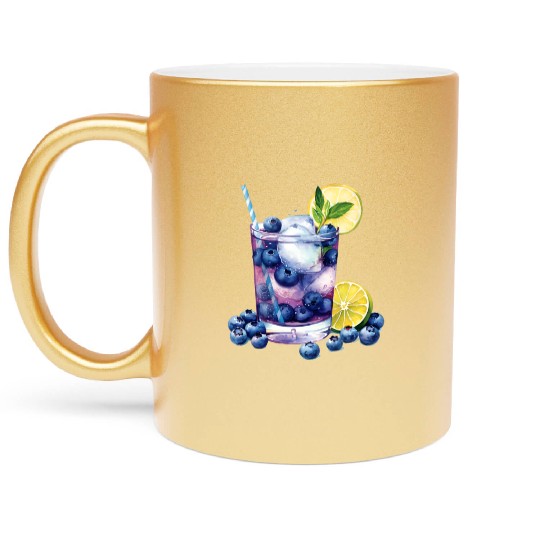 Blueberry Lemon Cocktail Metallic Mugs
