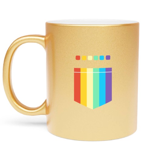 LGBT Rainbow Flag Pocket Design | For Women Men Metallic Mugs