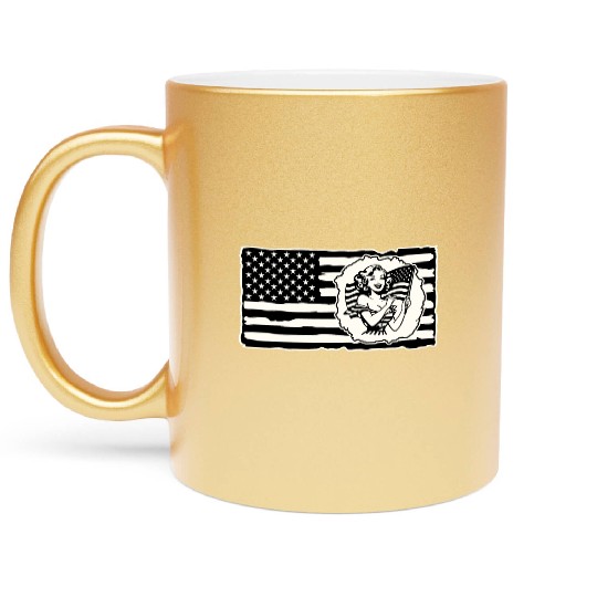 Retro Flag Girl © LIKE US ON FACEBOOK # Metallic Mugs