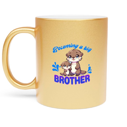Soon I'll Be A Big Brother, Sweet Otter Brother Metallic Mugs