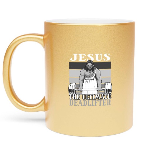 Jesus weightlifting Funny Christian Workout Gym Metallic Mugs