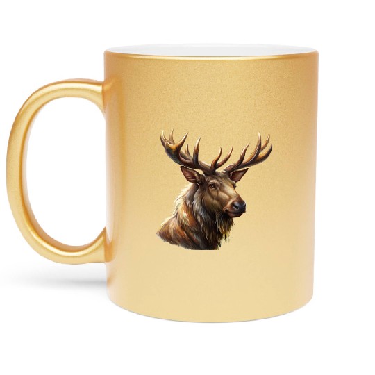 Elk head with antlers Metallic Mugs