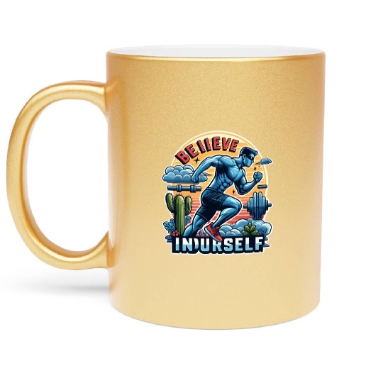 Believe in yourself Gym motivation dyscypline spor Metallic Mugs