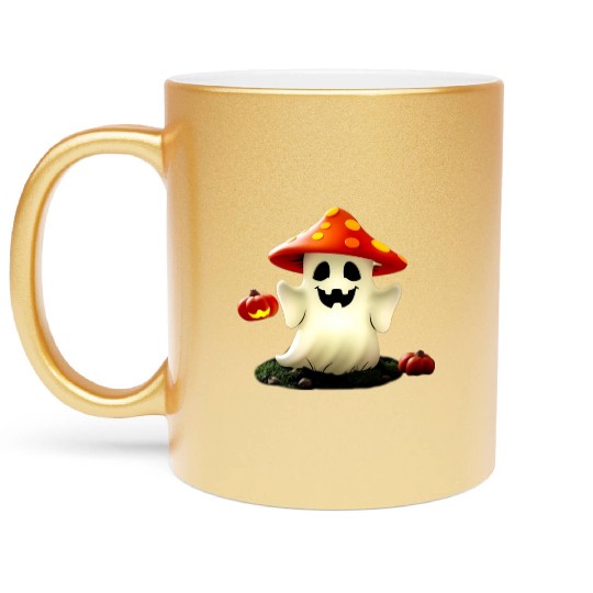 Mushrooms and pumpkins for Halloween Metallic Mugs