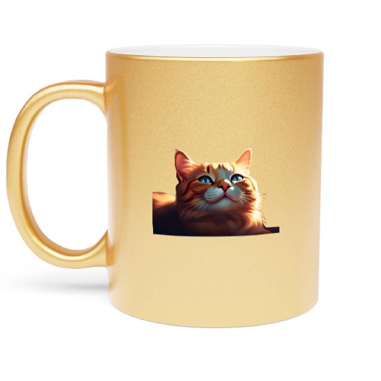A Cute Orange Cat Metallic Mugs