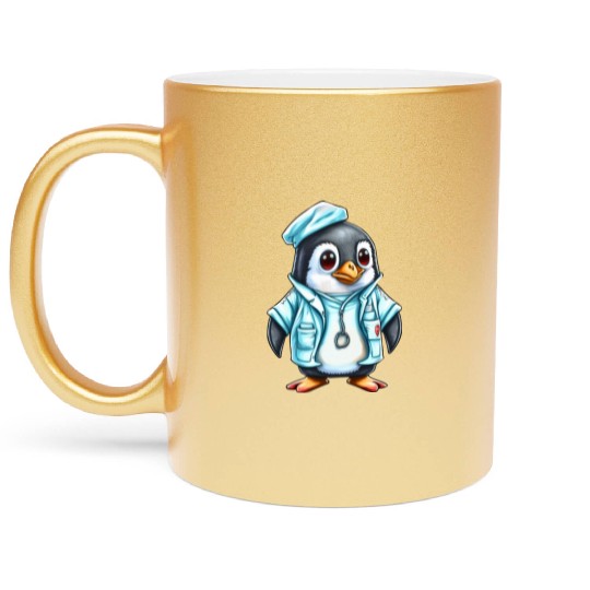 Penguin Doctor, Penguin Famila, funny penguin Metallic Mugs