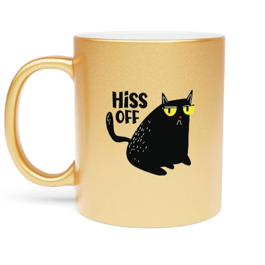 hiss off cat Metallic Mugs