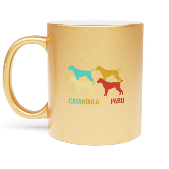Retro Dog Silhouette Vintage Catahoula Leopard Dog Metallic Mugs
