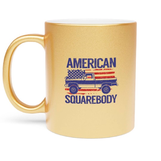 Classic C10 American Square Body Truck USA Flag Metallic Mugs
