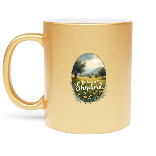 The Lord Is My Shepherd Peaceful Christian Artwork Metallic Mugs