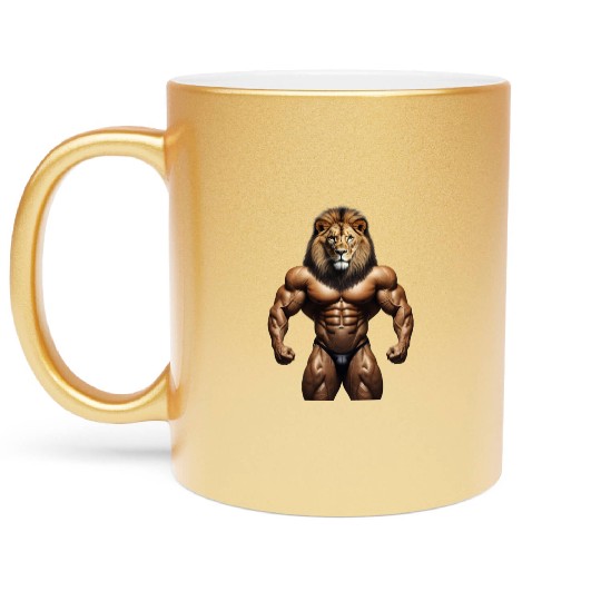 LION KING POWER: MUSCLE CHAMPION Bodybuilder Gym Metallic Mugs