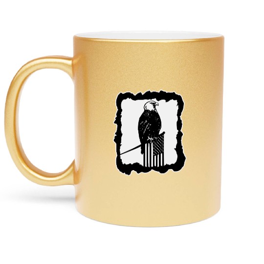 Framed Eagle On Flag Pole LIKE US ON FACEBOOK # Metallic Mugs
