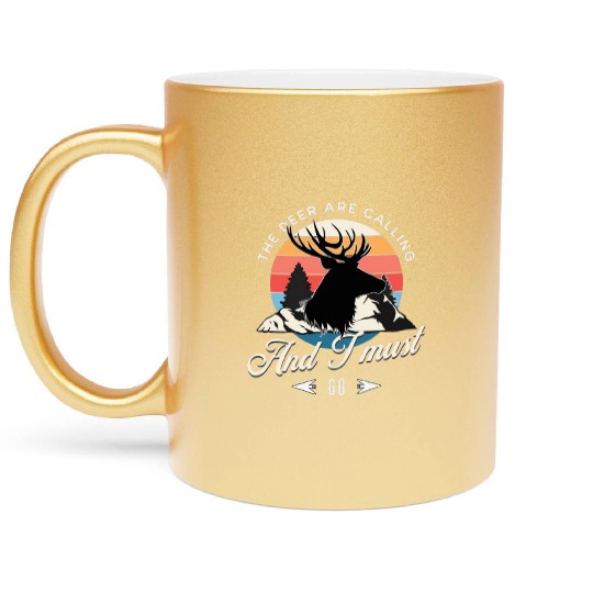 Funny Deer Bow Hunting Season Camping Outdoors Metallic Mugs