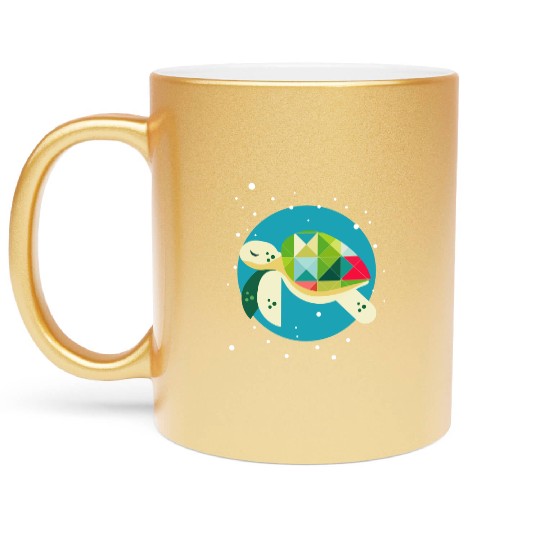 cute turtle - creative underwater world Metallic Mugs