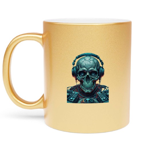 monochromatic - Skull DJ Metallic Mugs