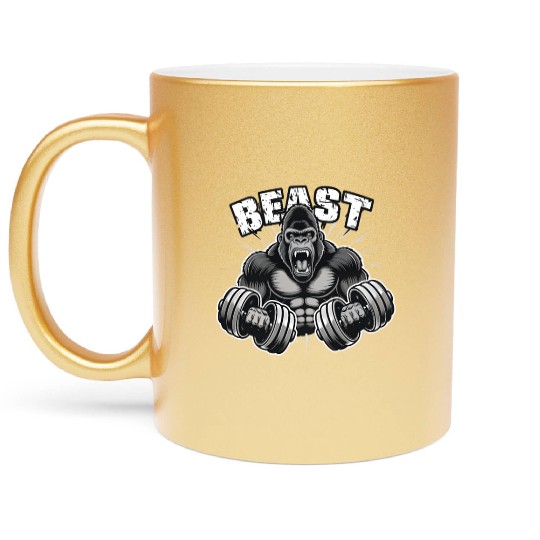 beast Gorille Musclé Body Builder Motivation Gym Metallic Mugs