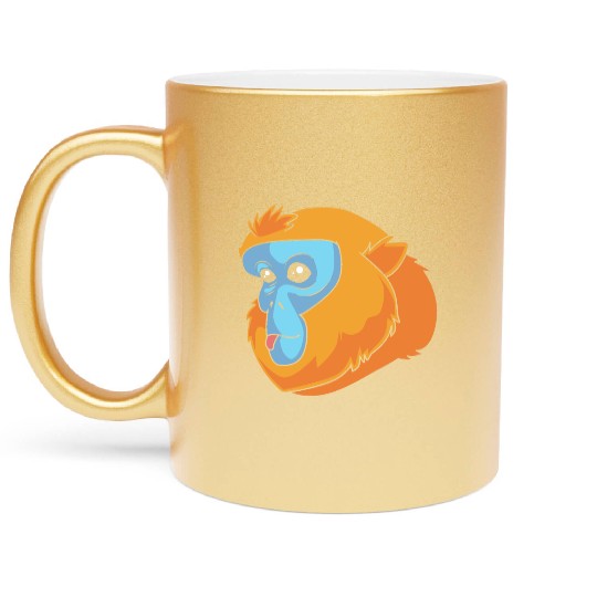 Monkey Lover Golden Snub Nosed Monkey Face Metallic Mugs