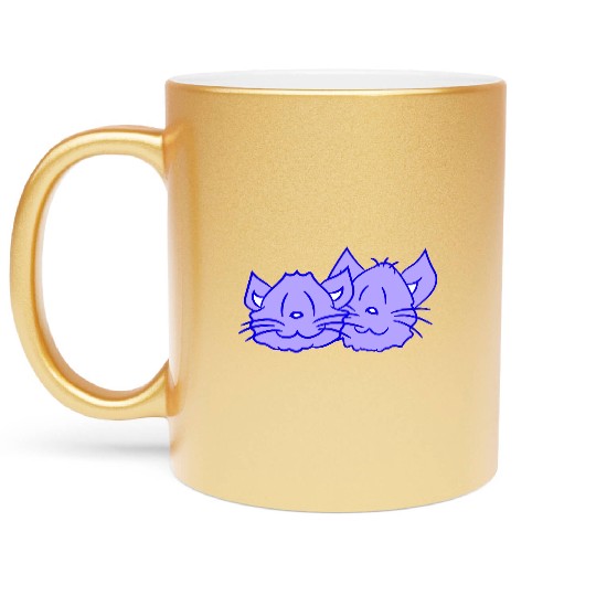 Two Happy Cats 2 Friends Love Couple Kitten Team Metallic Mugs