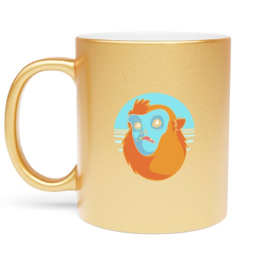 Funny Monkey Face Golden Snub Nosed Monkey Metallic Mugs