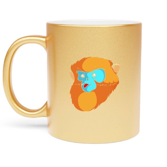 Cute Monkey Face Golden Snub Nosed Monkey Lover Metallic Mugs
