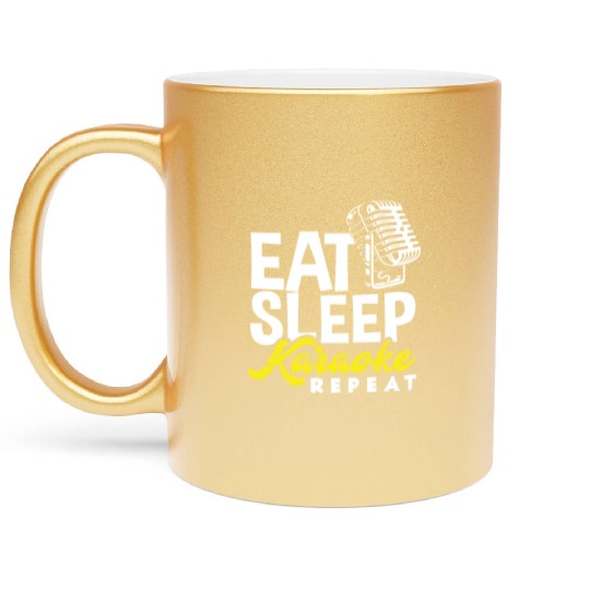 Eat Sleep Karaoke Repeat Microphone Music Metallic Mugs