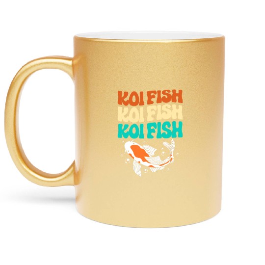 Retro Colorful Koi Fish Japanese Koi Carp Fish Metallic Mugs